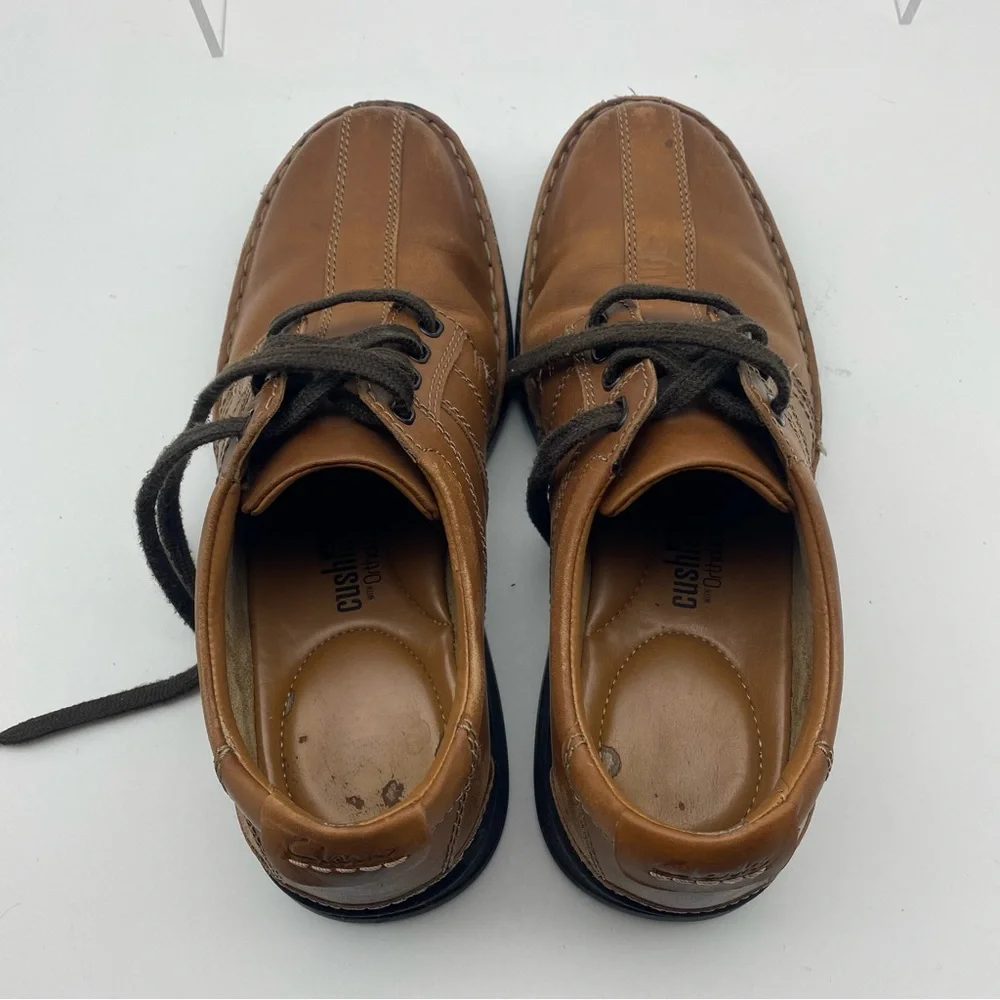 Clarks Ortholite Men Size 7 Shoes Brown Leather Dress Oxford Walking Lace Up